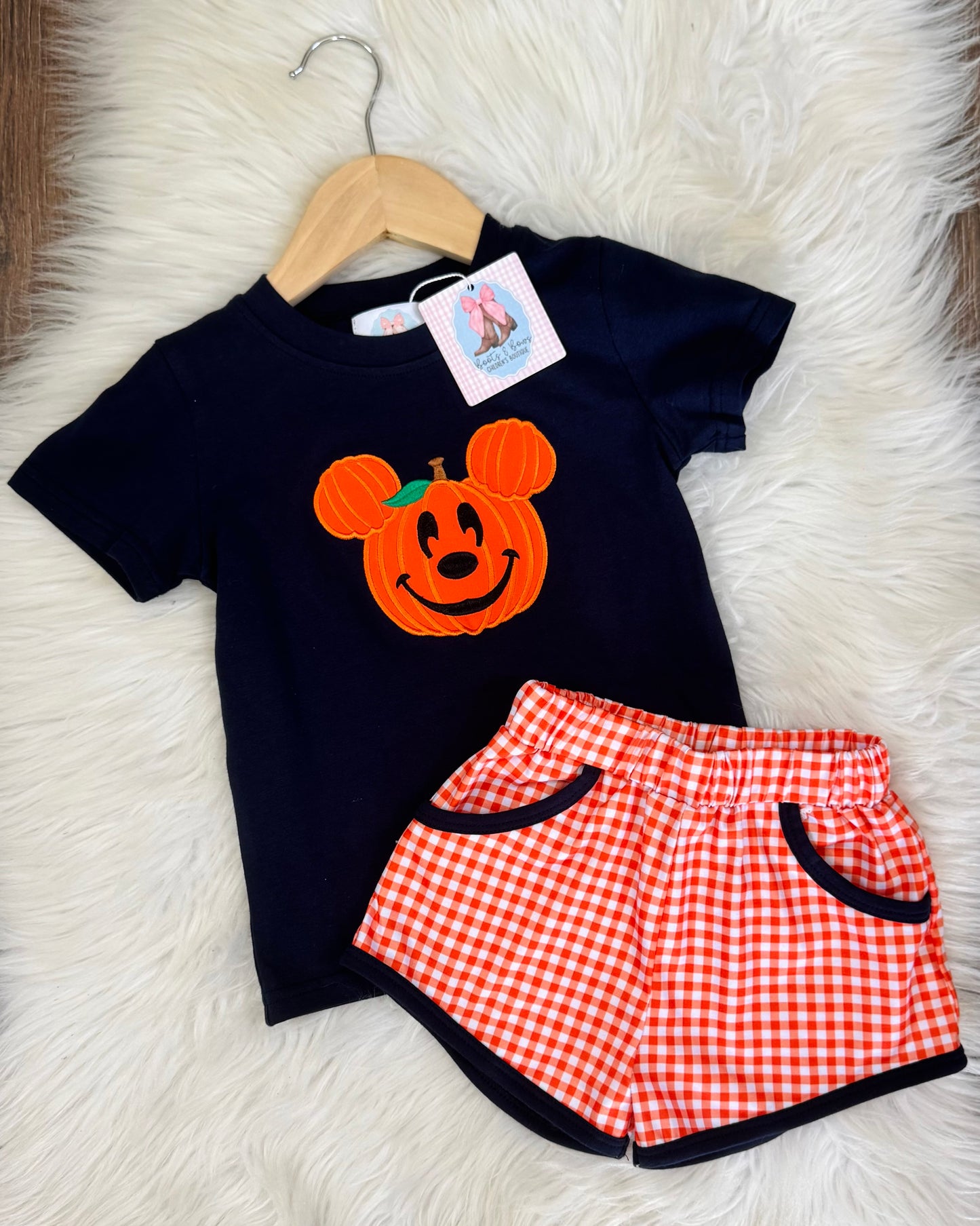 A Not So Scary Halloween Boys Shorts Set (Navy Top)