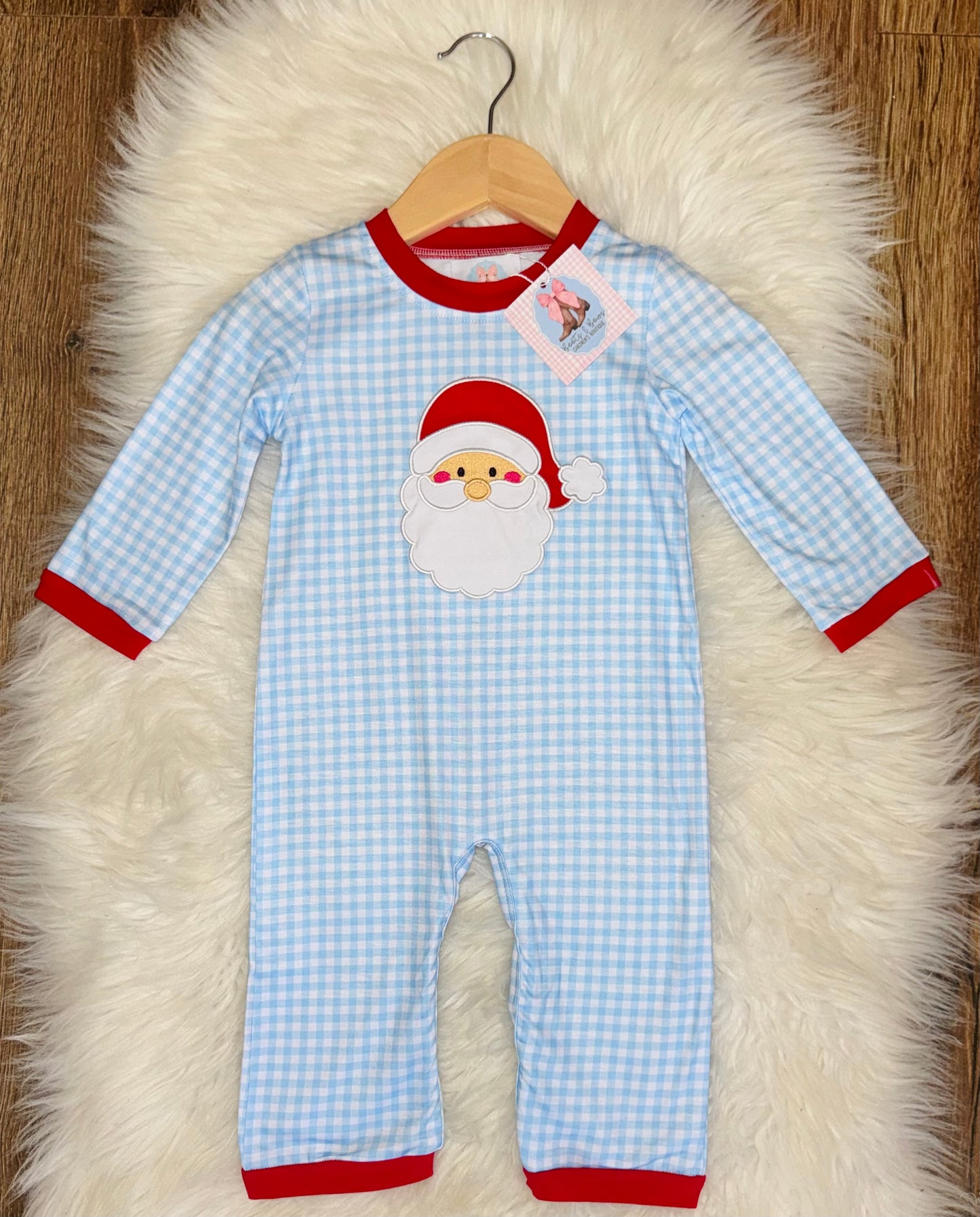 Gingham Santa Boys Romper