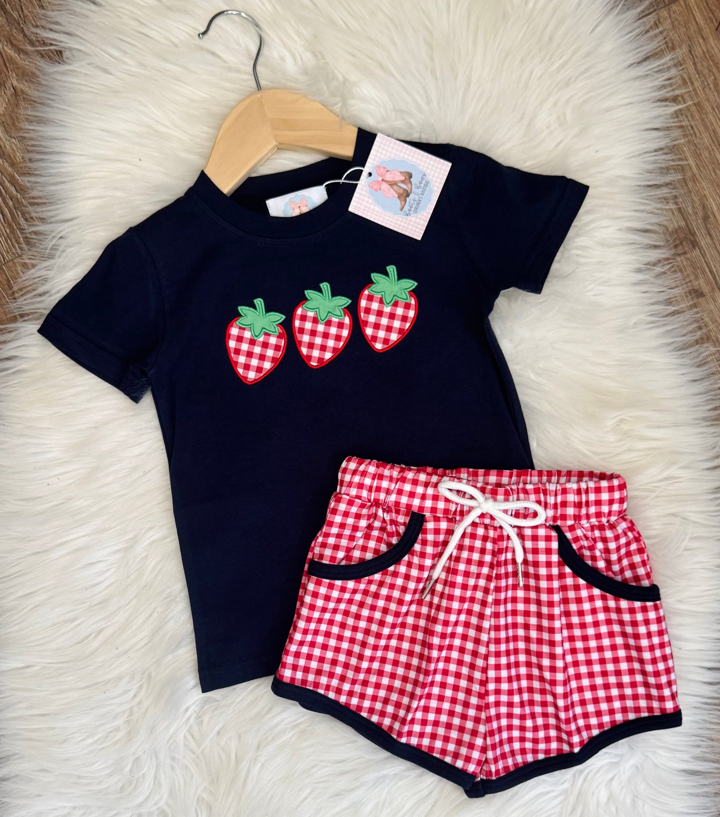 Strawberry Picking Boys Shorts Set