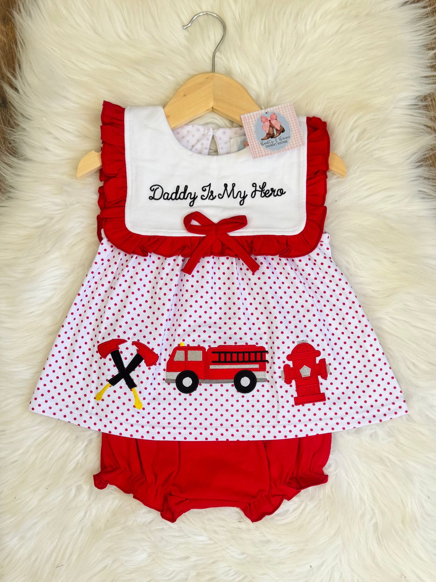 Daddy Is My Hero (Firefighter) Girls Bloomer Set