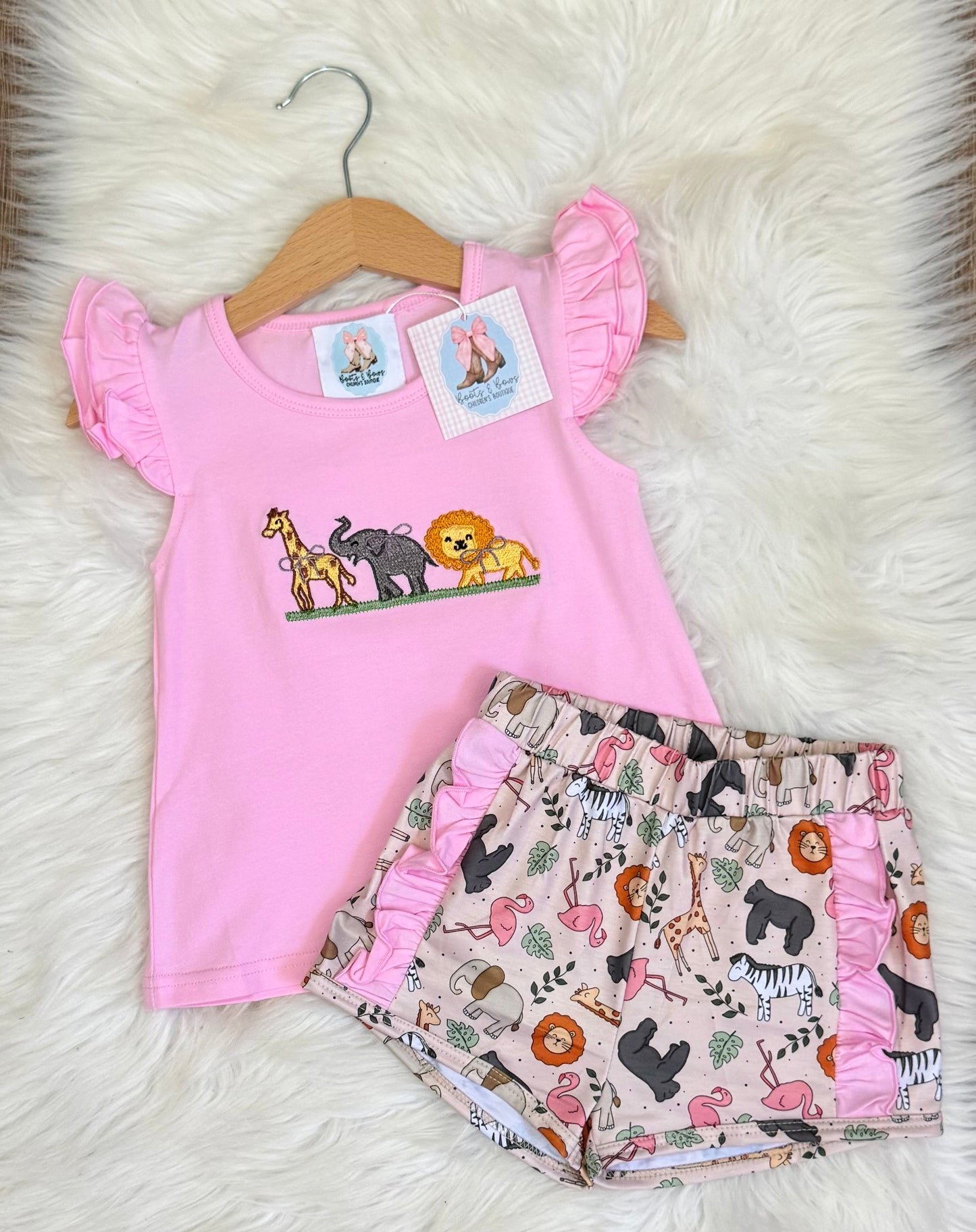 Going To The Zoo Girls Shorts Set