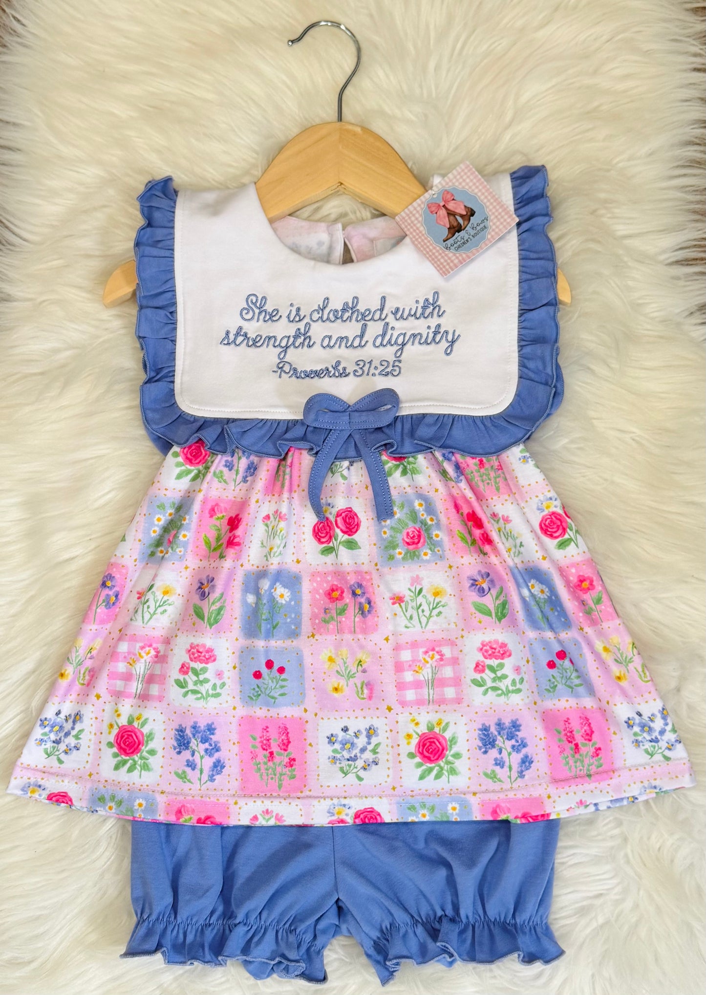 She Is Clothed With Strength & Dignity Bubble Shorts Set