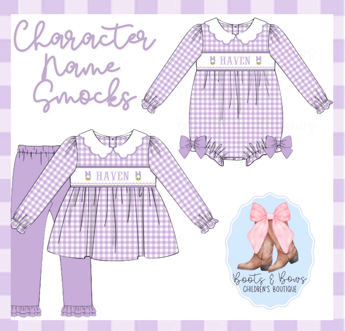 PREORDER 43 - Girls Duck Name Smock (ETA DECEMBER)