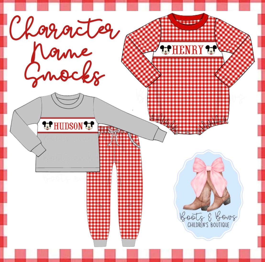 PREORDER 43 - Boys Mouse Name Smock (ETA DECEMBER)