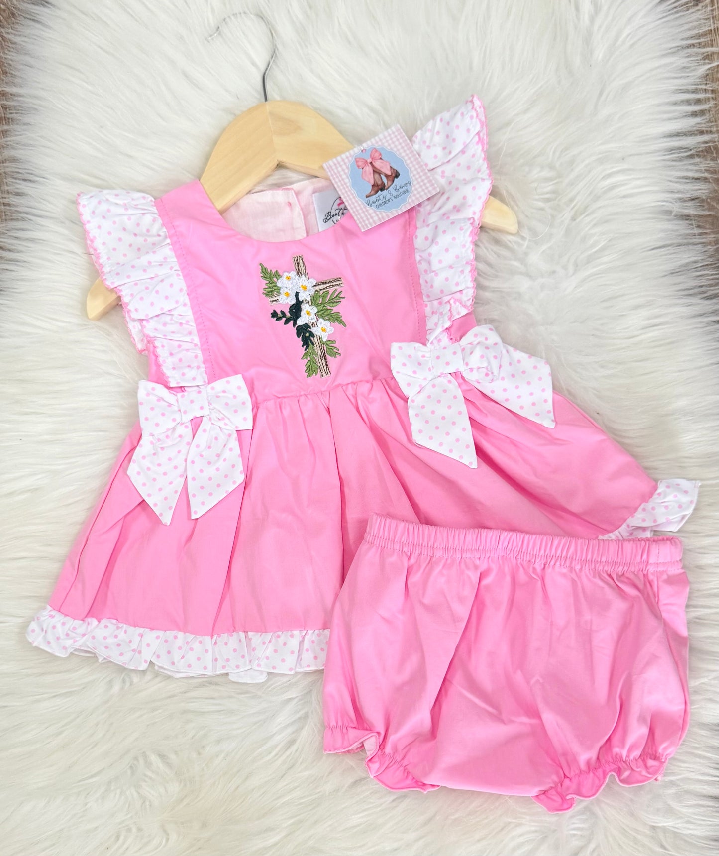 Floral Cross Woven Bloomer Set