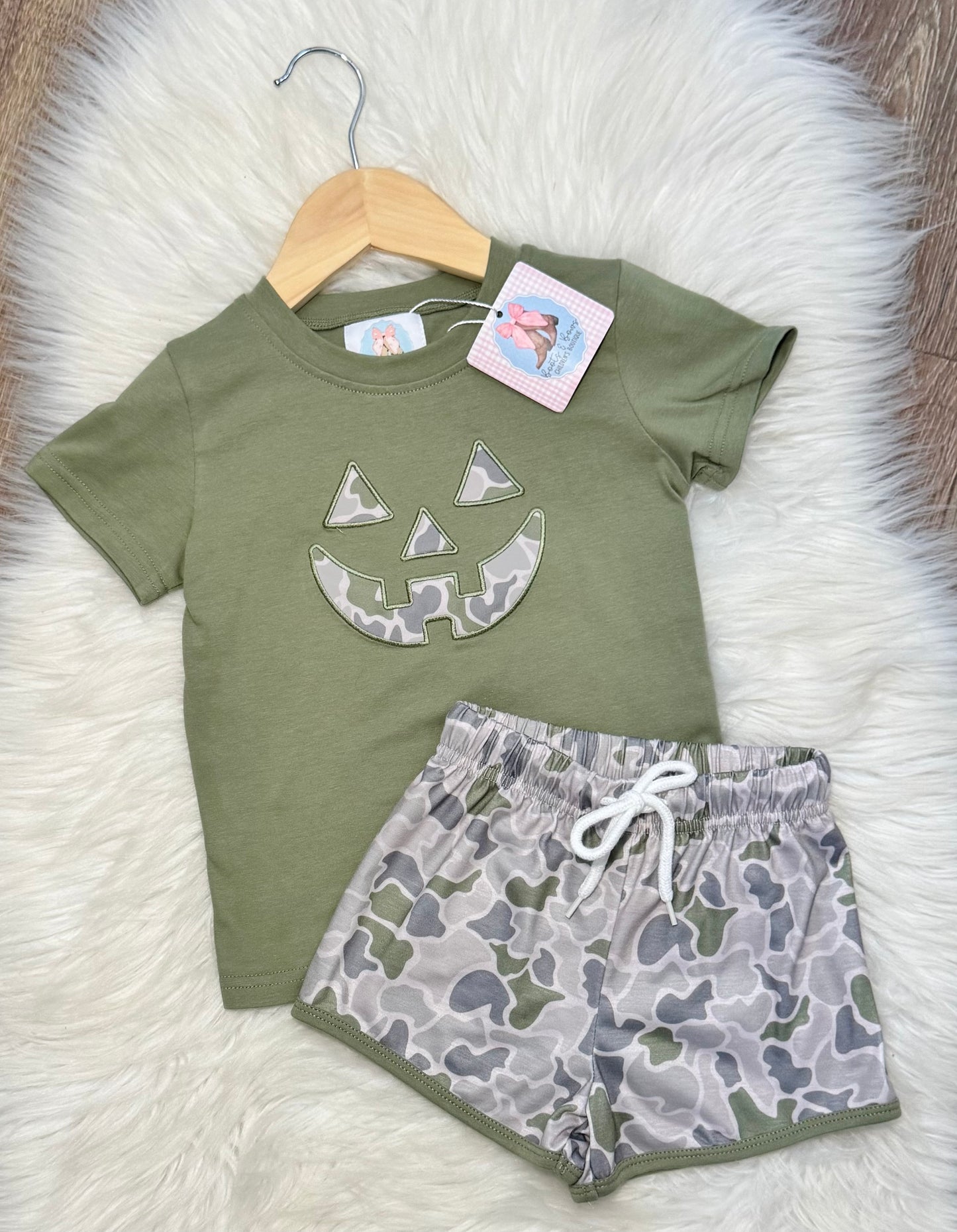 Old School Jack-O-Lantern Boys Shorts Set