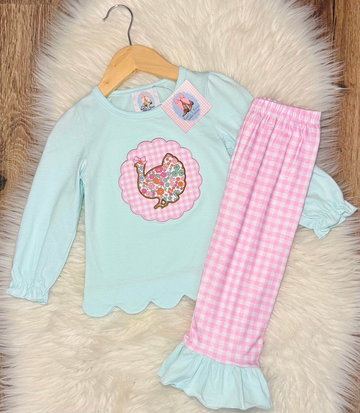 Turkey Time Girls Ruffle Pants Set