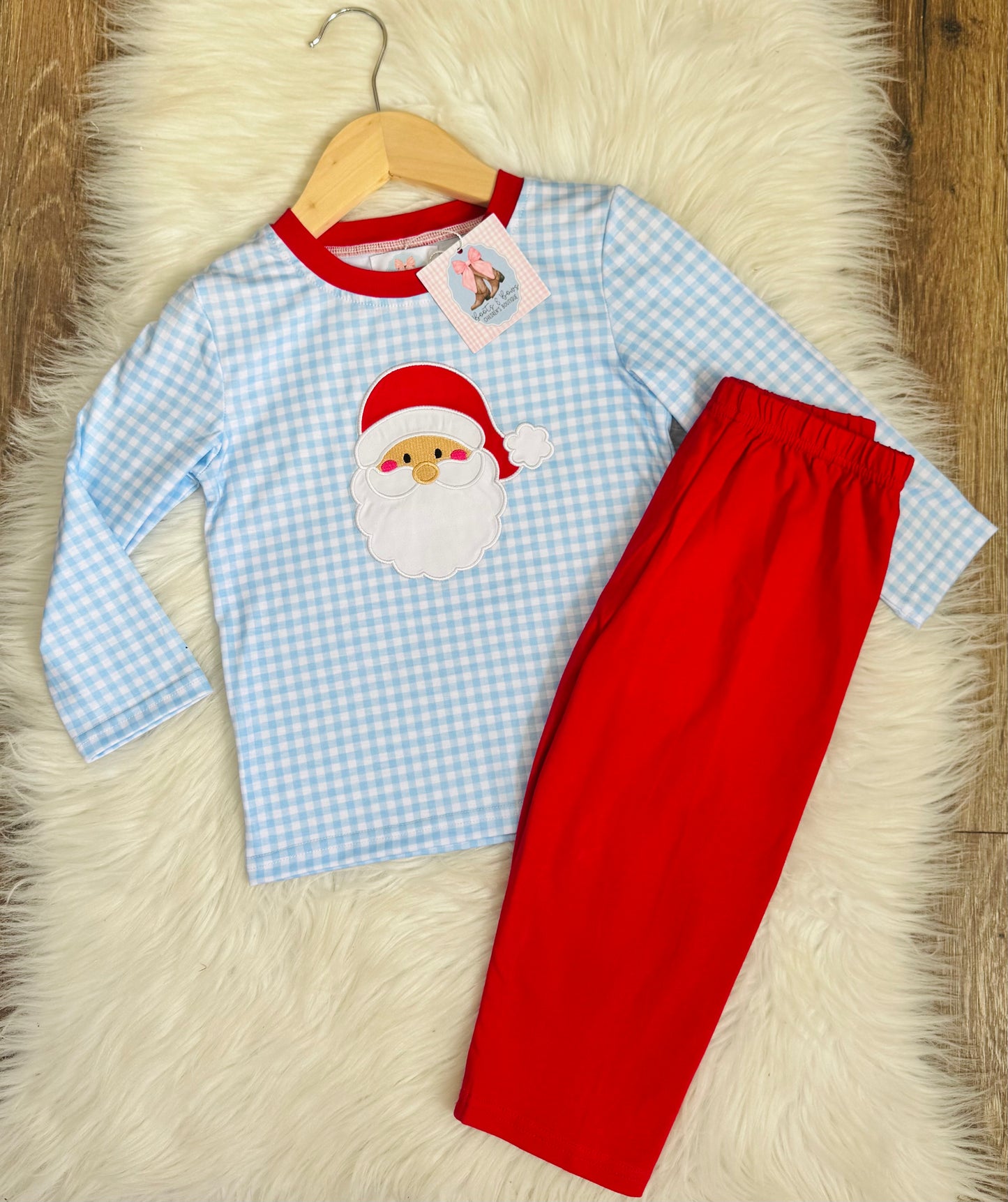Gingham Santa Boys Pants Set