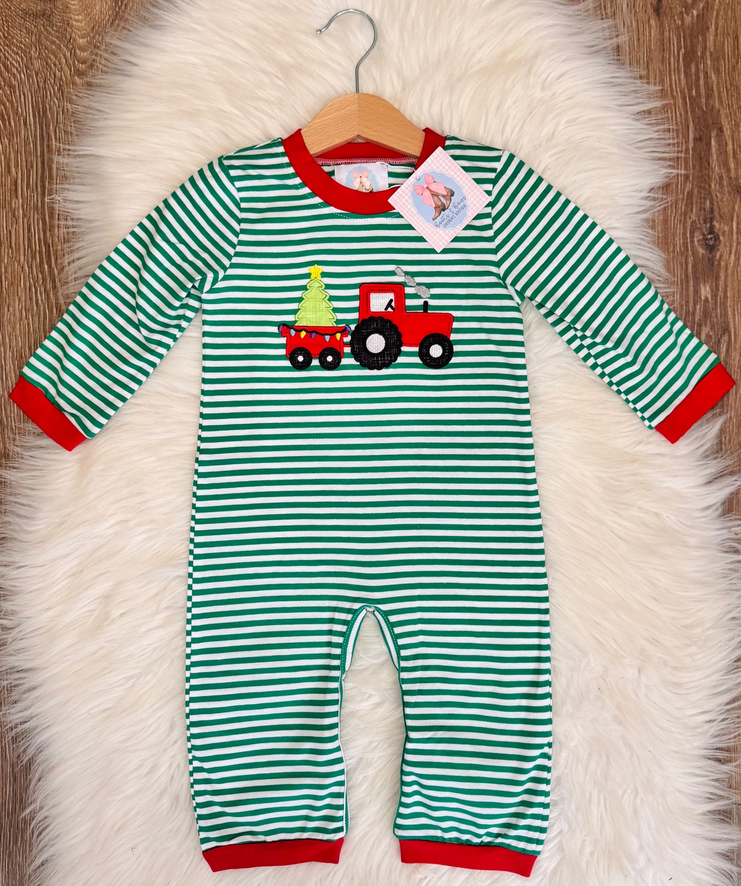 Christmas Tractor Boys Romper