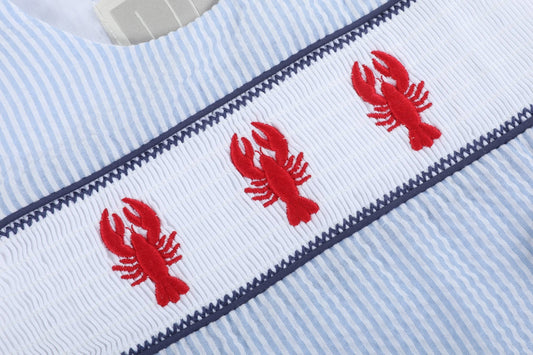 Blue Striped Smocked Crawfish Shortalls