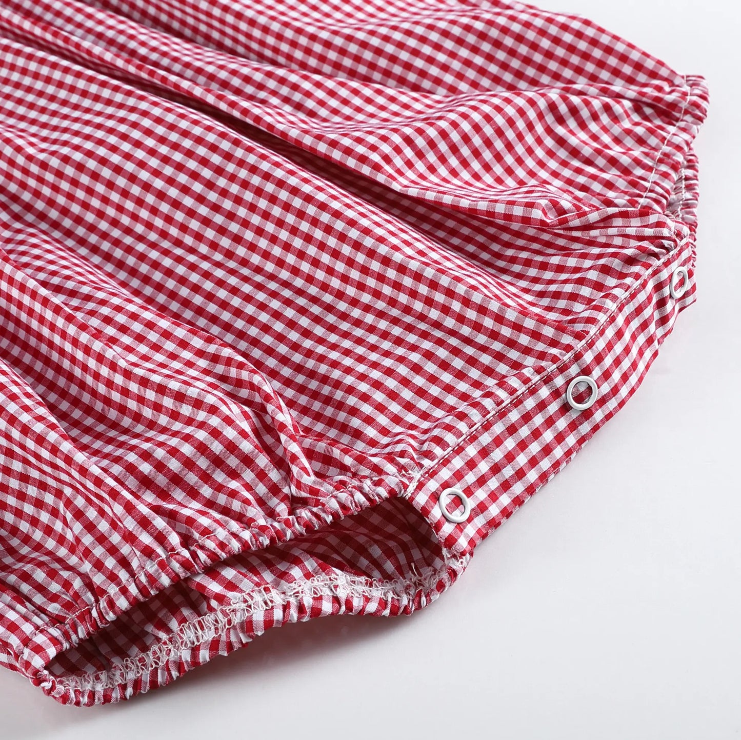 Red Gingham Smocked Flag Bubble
