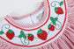 Red Seersucker Smocked Strawberry Bubble