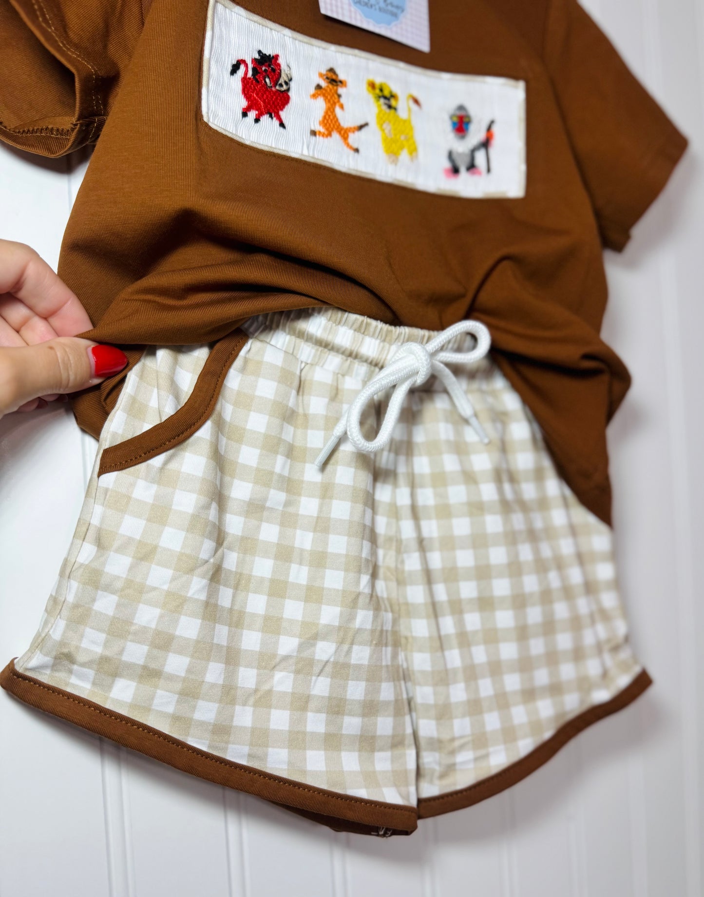 It Means No Worries Smocked Boys Shorts Set