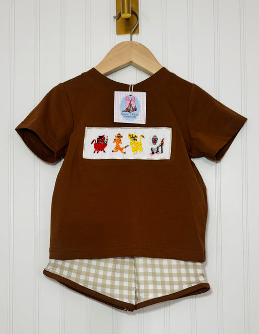 It Means No Worries Smocked Boys Shorts Set