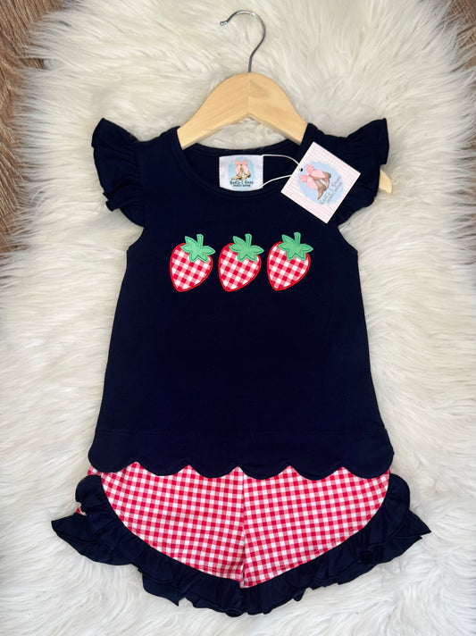 Strawberry Picking Girls Shorts Set