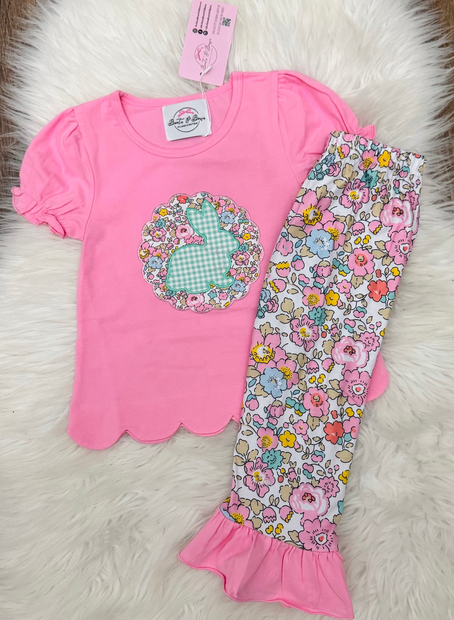 Bunnies + Blooms Girls Pants Set