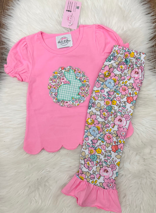 Bunnies + Blooms Girls Pants Set