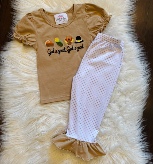 God Is Great, God Is Good Girls Pants Set