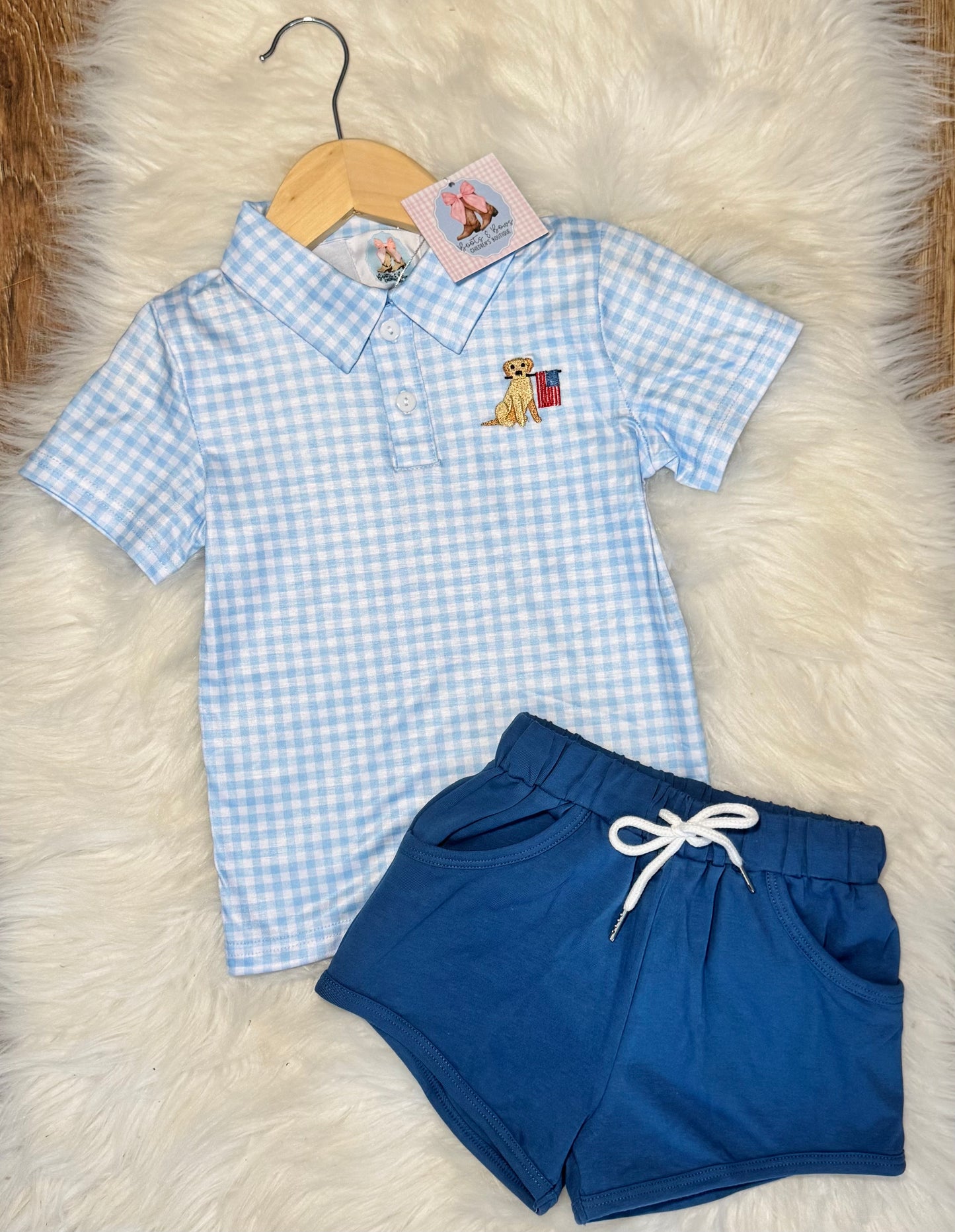 Patriotic Pup Polo Shorts Set