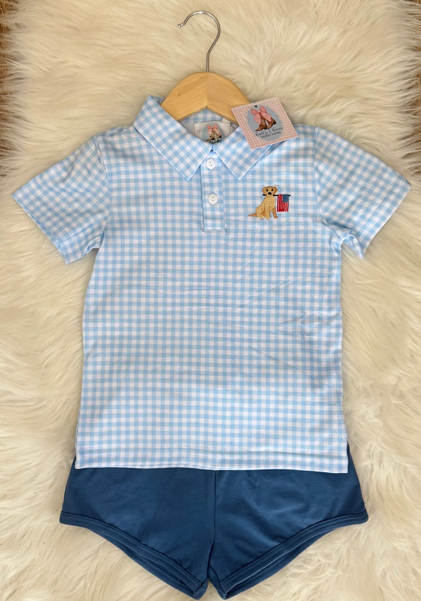 Patriotic Pup Polo Shorts Set