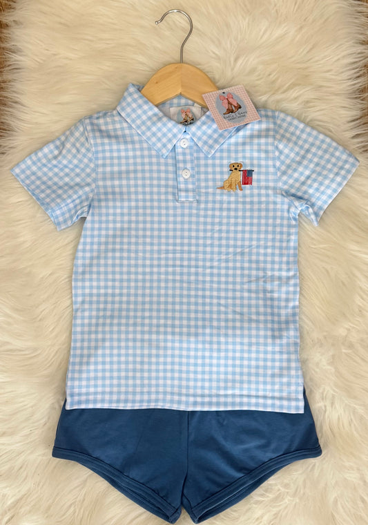 Patriotic Pup Polo Shorts Set