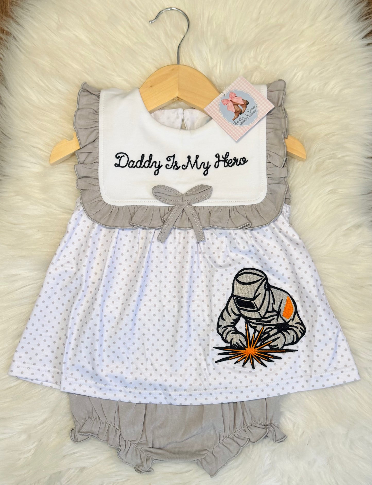 Daddy Is My Hero (Welder) Girls Bloomer Set