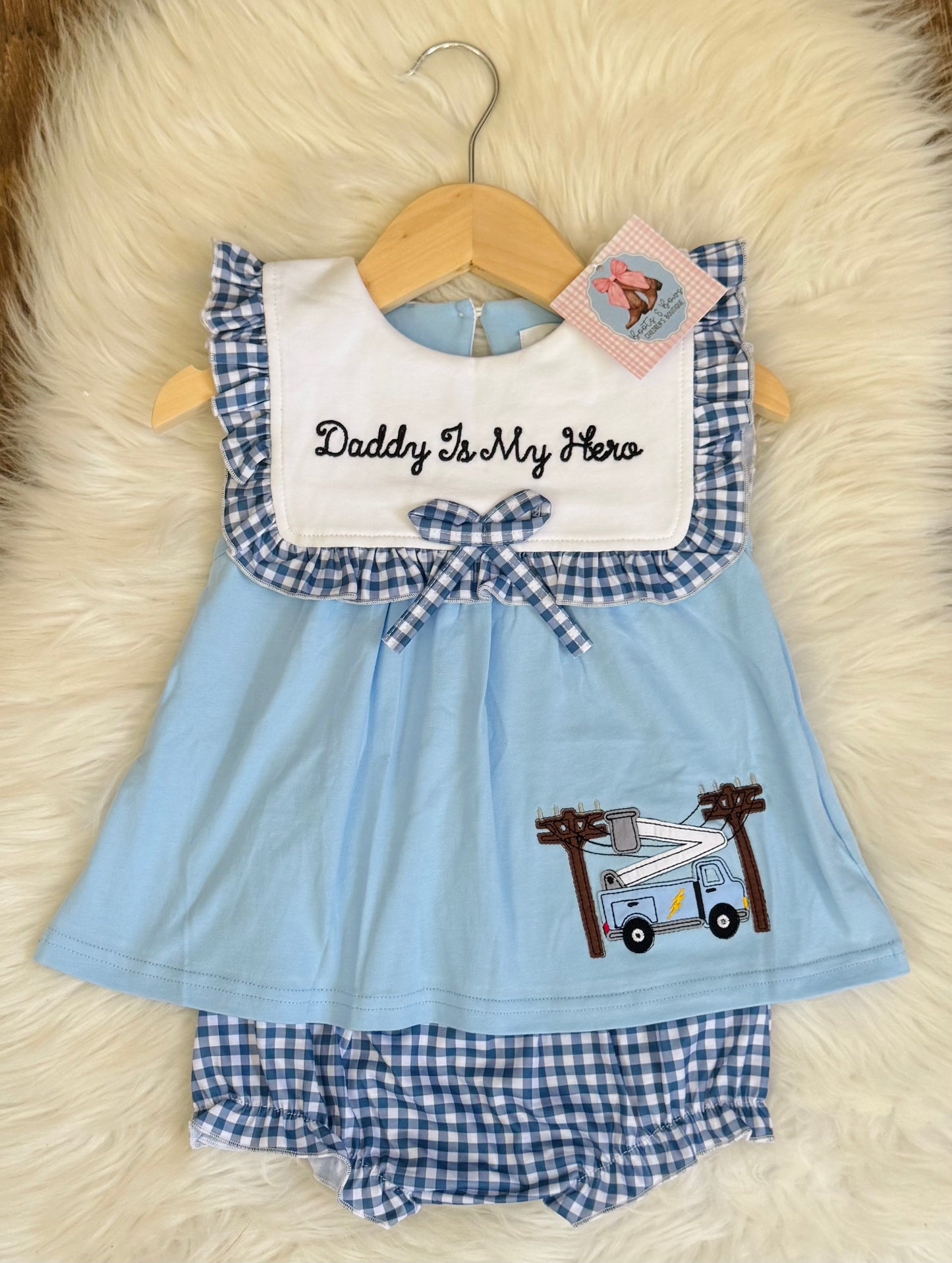 Daddy Is My Hero (Lineman) Girls Bloomer Set