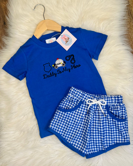 Daddy Is My Hero (Law Enforcement) Boys Shorts Set