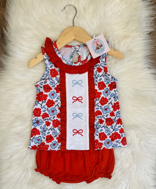 Red, White, and Bows Bloomer Set