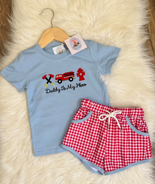 Daddy Is My Hero (Firefighter) Boys Shorts Set