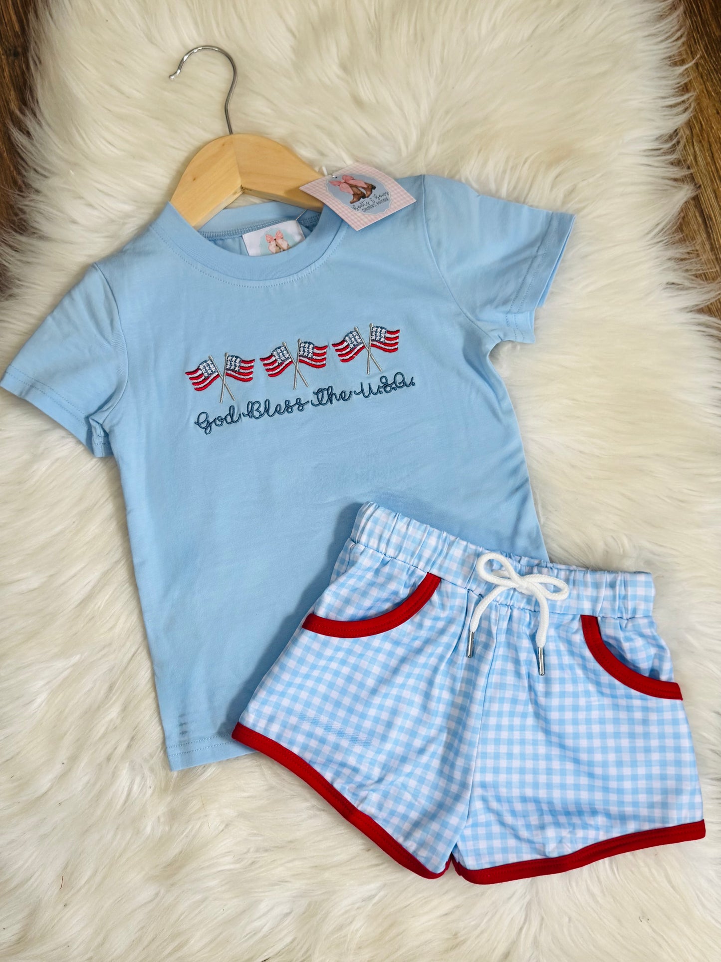 God Bless The USA Boys Shorts Set