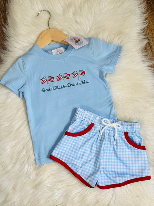 God Bless The USA Boys Shorts Set