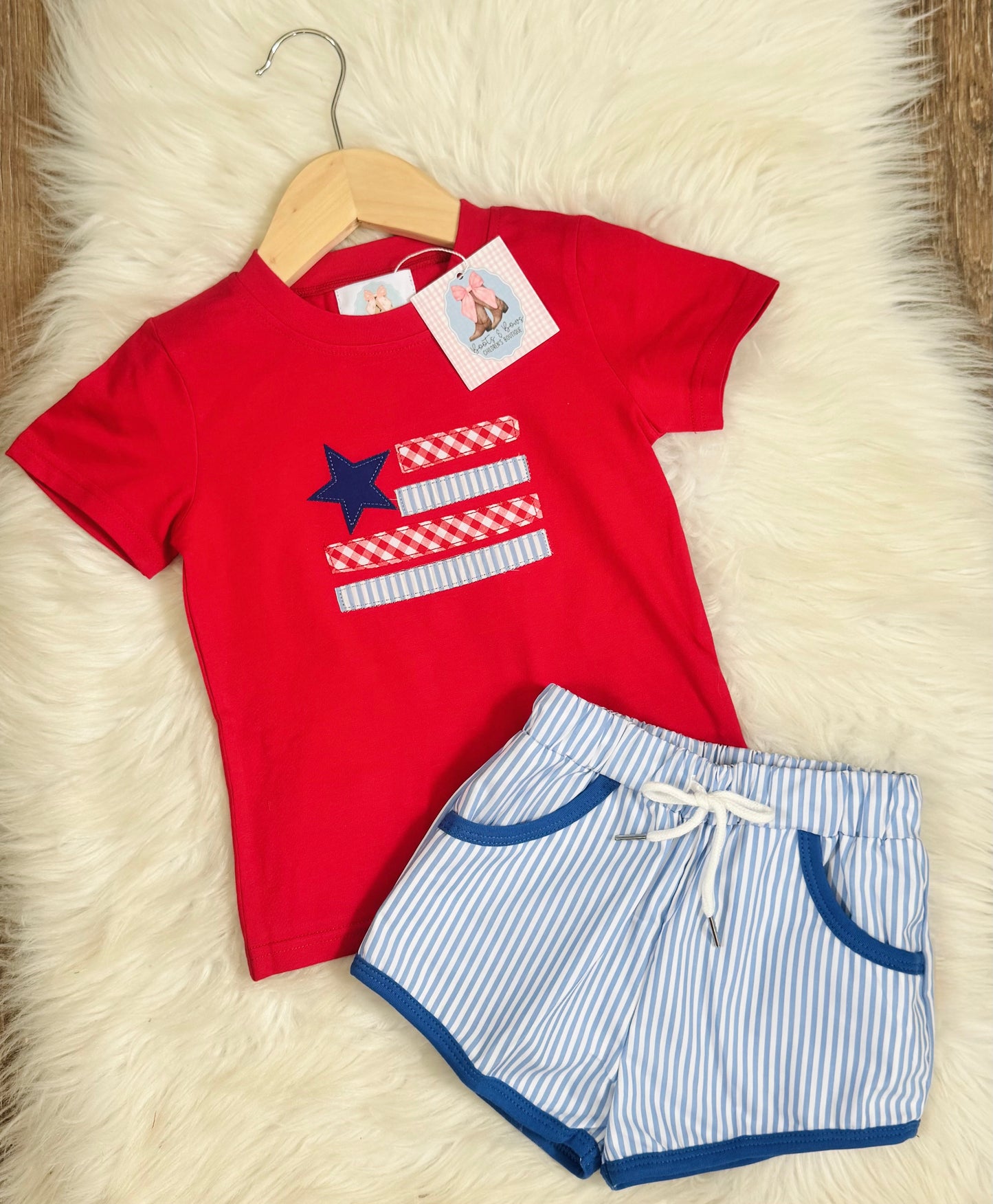 Faith's Flags Boys Shorts Set