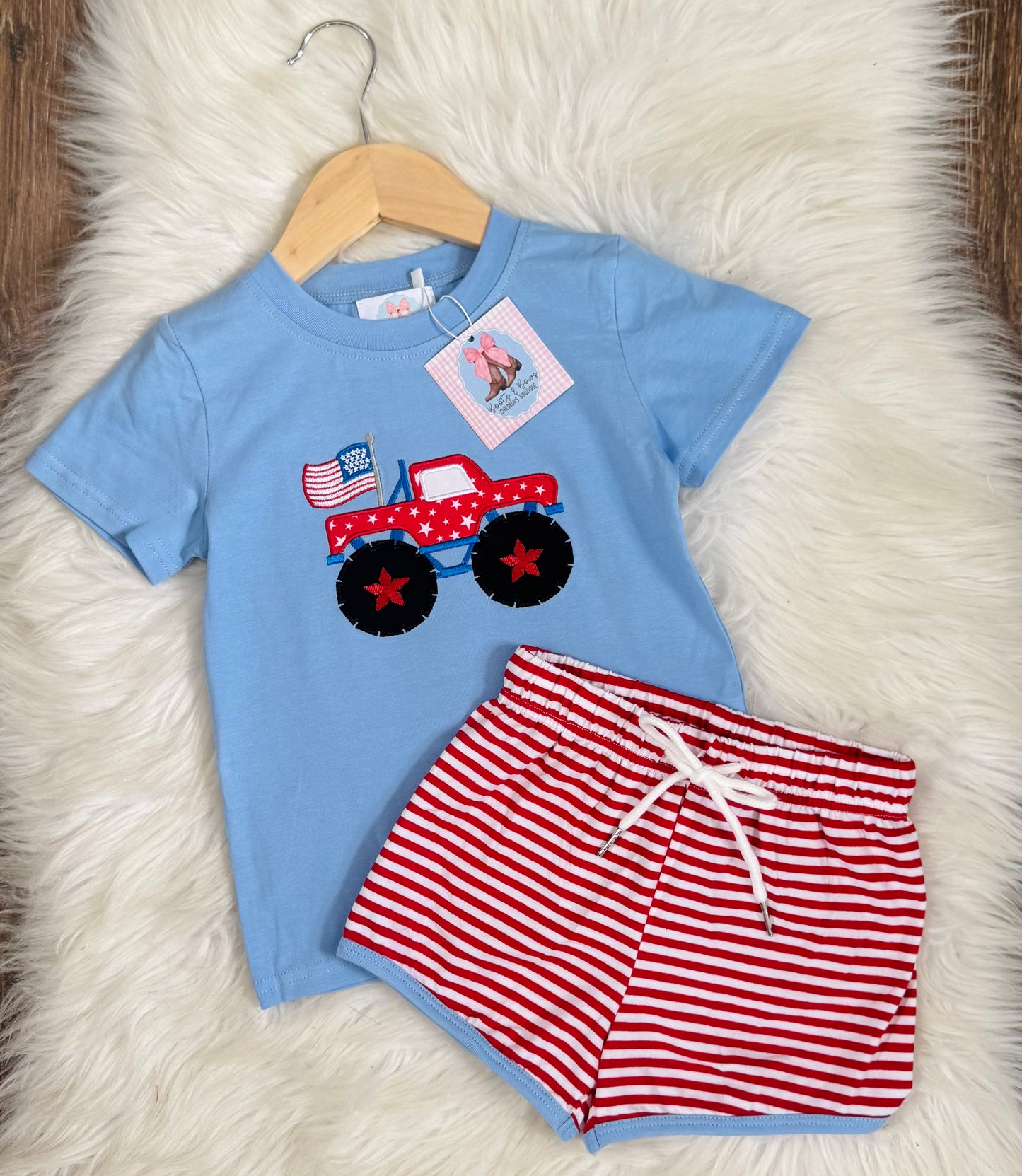 Stars, Stripes, and Truck Boys Shorts Set