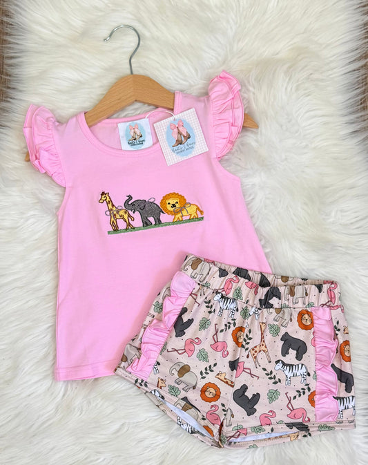 Going To The Zoo Girls Shorts Set