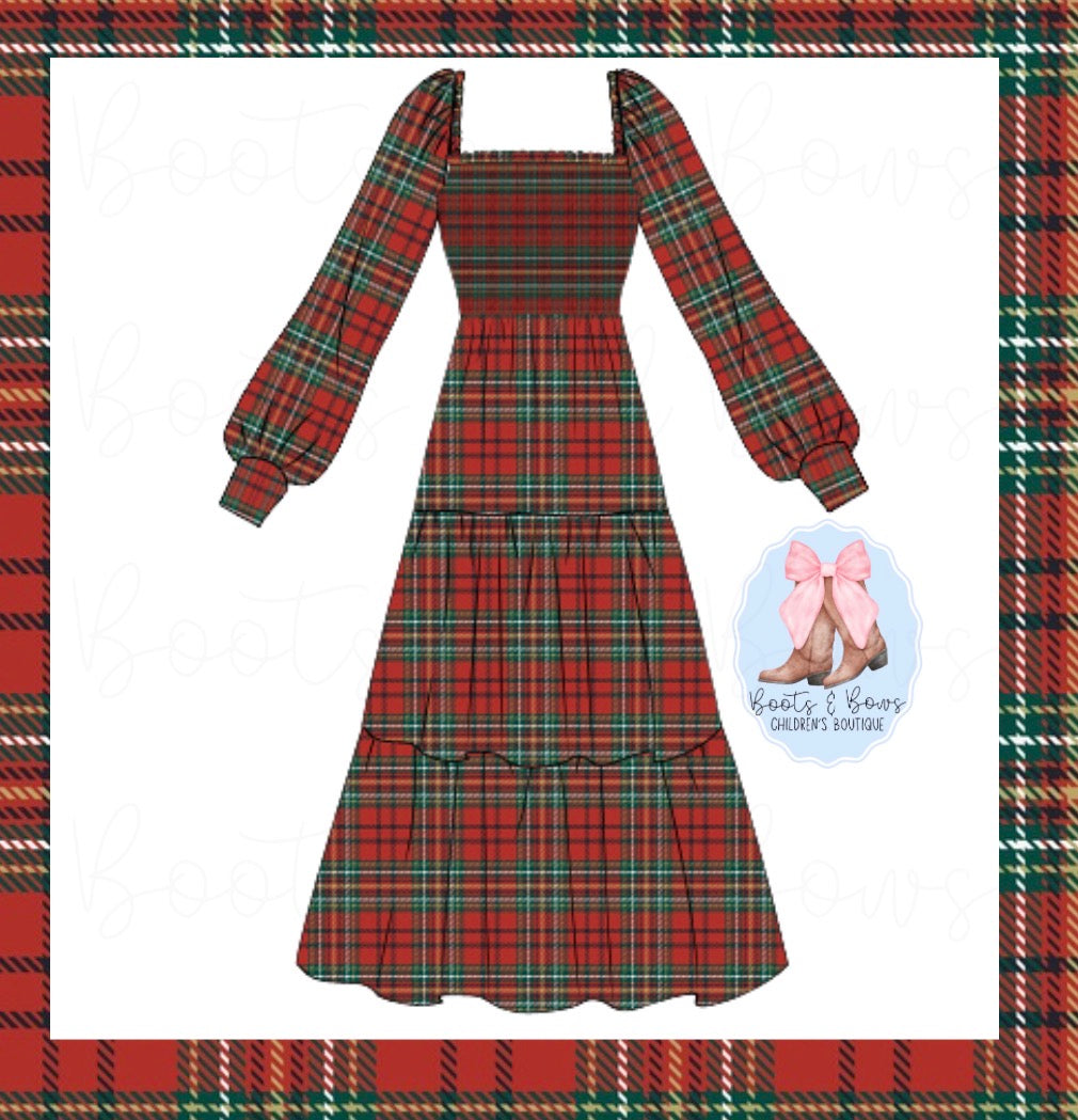 PREORDER 40 - Christmas Tartan Mom Dress (ETA NOVEMBER)