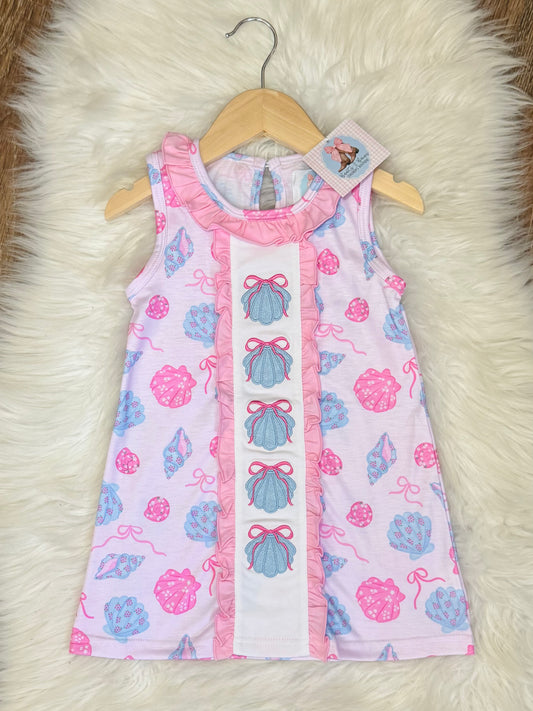Seashells & Sunshine Embroidred Dress