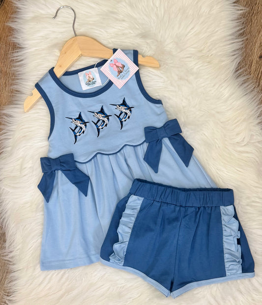 Micah's Marlins Girls Shorts Set