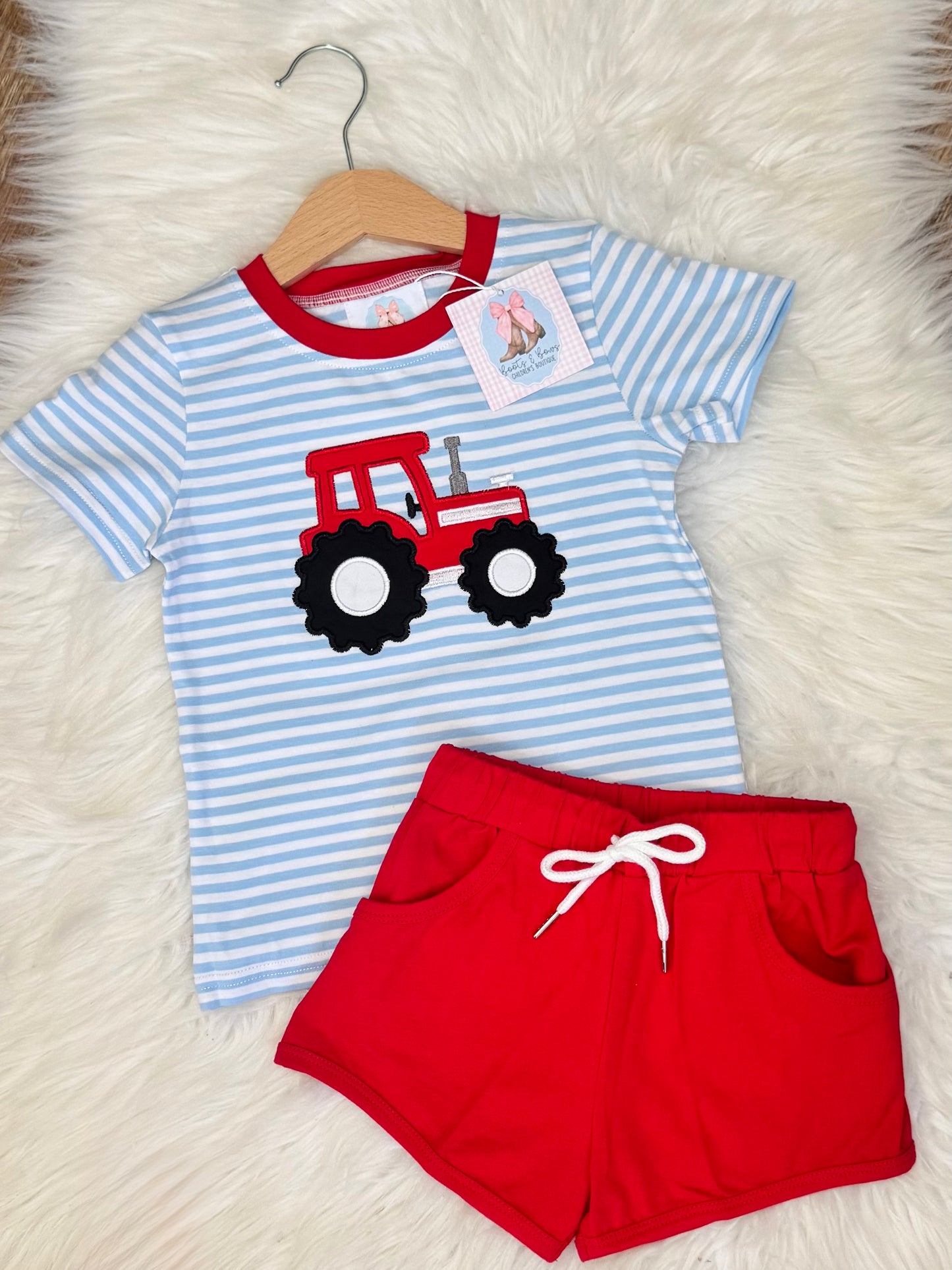 Big Red Tractor Boys Shorts Set