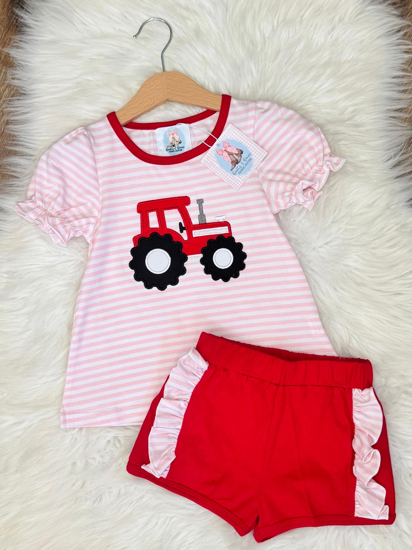 Big Red Tractor Girls Shorts Set