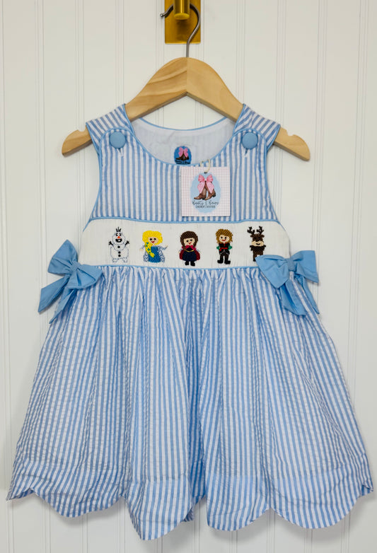 Smocked Ice Friends Seersucker Dress