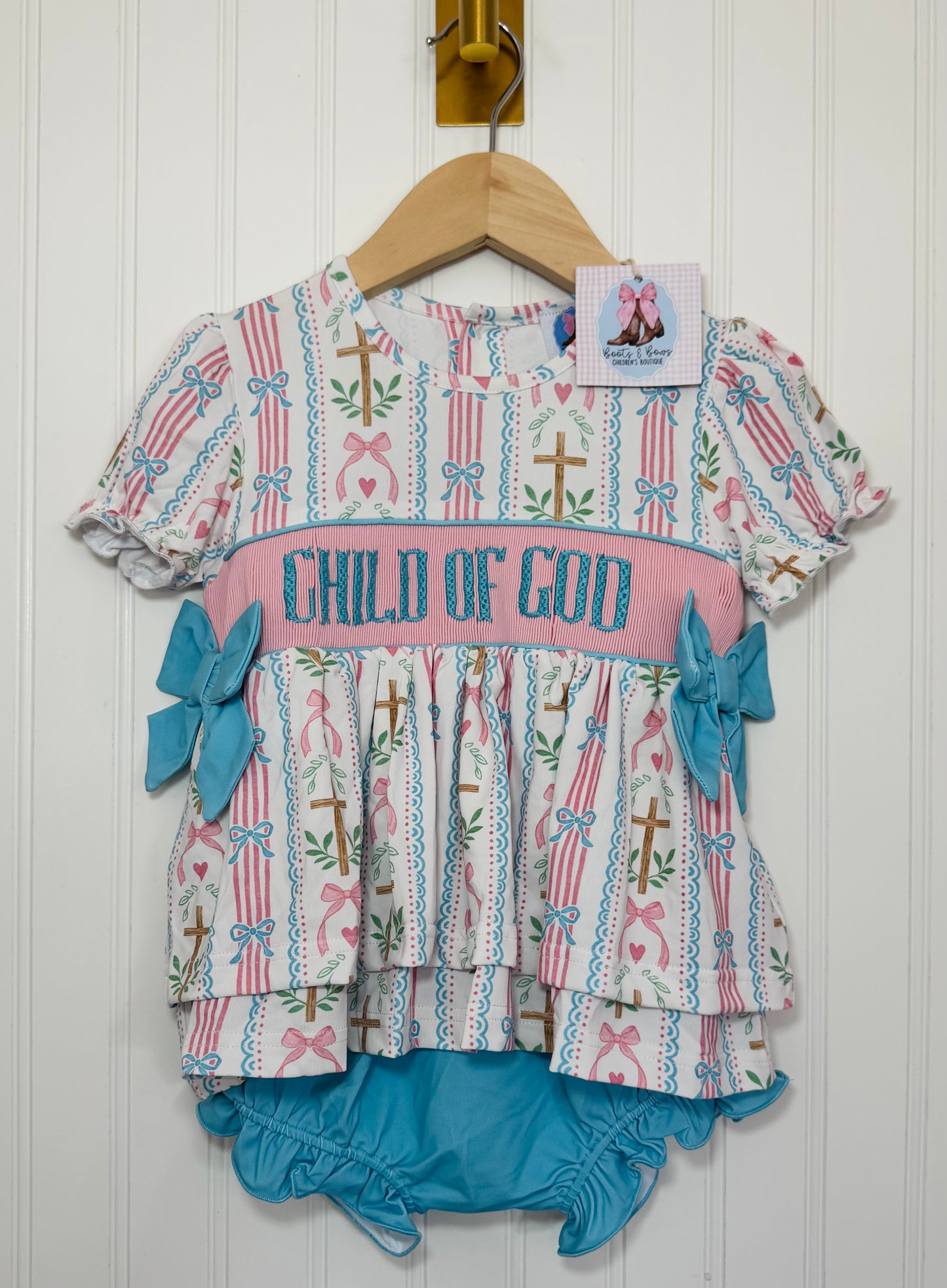 Child Of God Smocked Bloomer Set