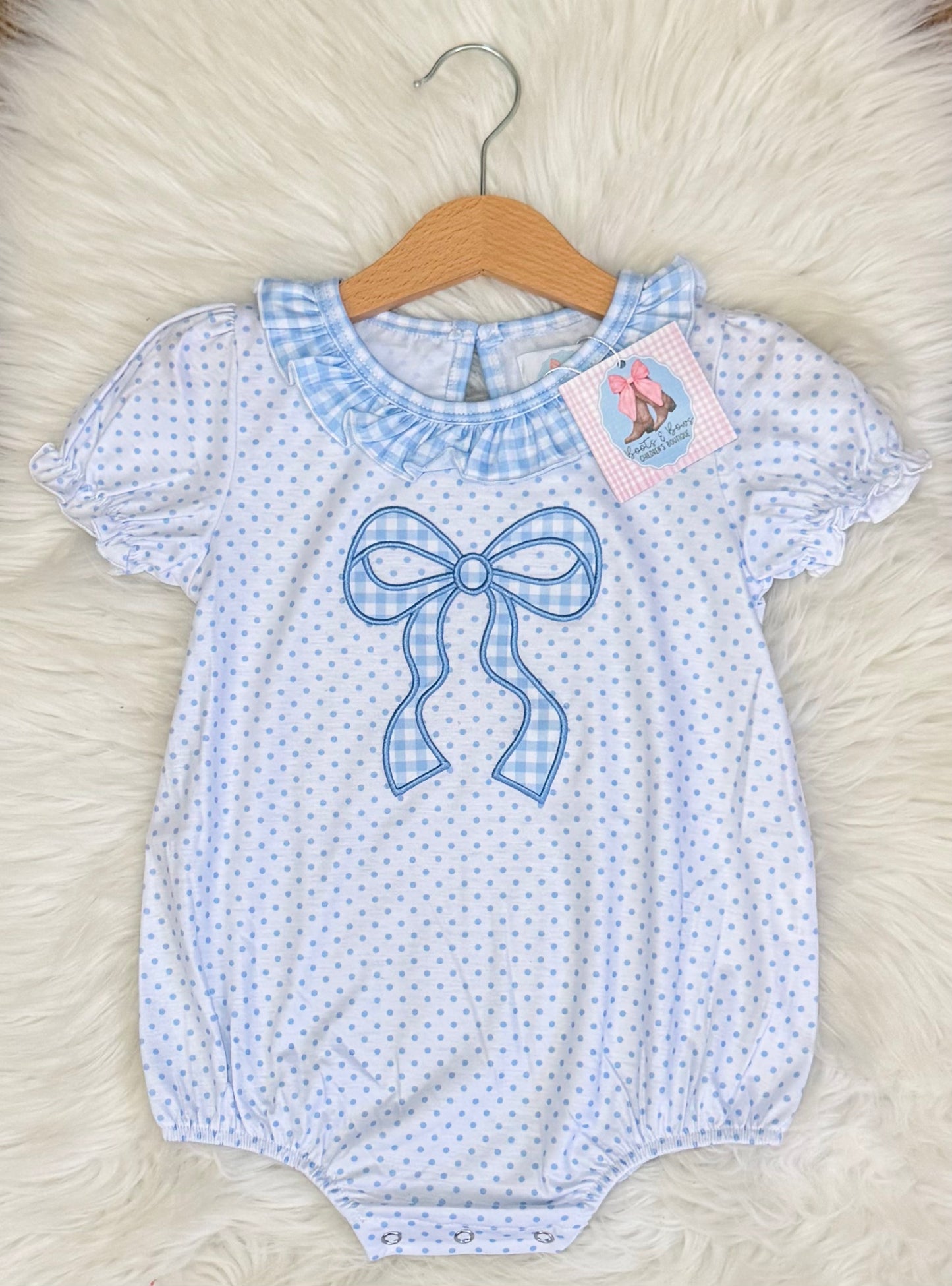 Gingham Bows Girls Bubble