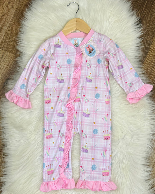 Girls Birthday Print Zippy With Embroidery