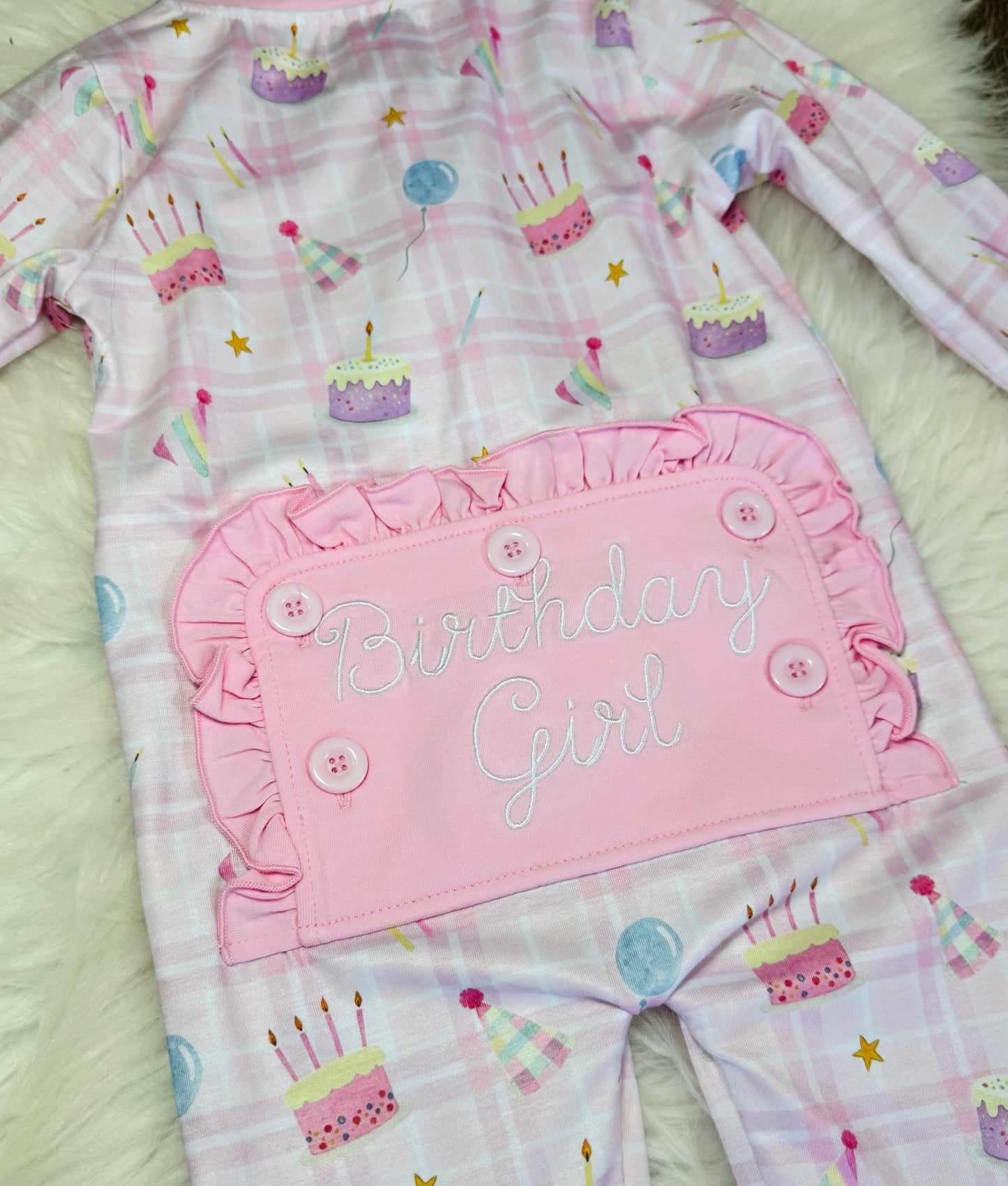 Girls Birthday Print Zippy With Embroidery