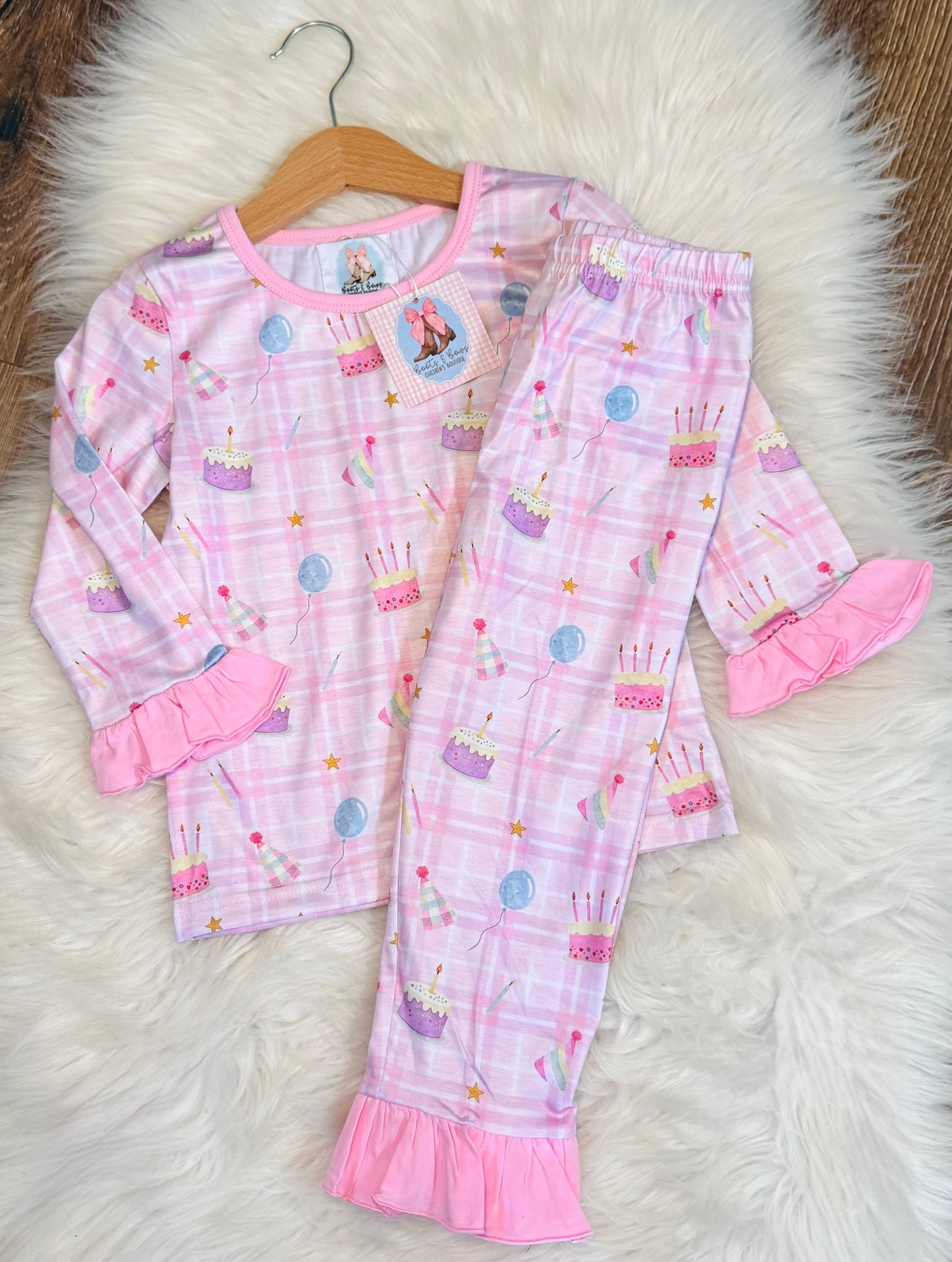 Girls Birthday Print Pajama Set