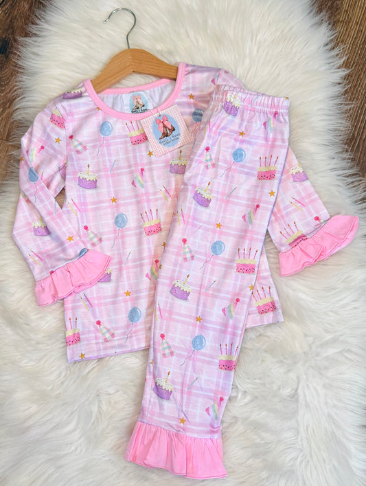 Girls Birthday Print Pajama Set