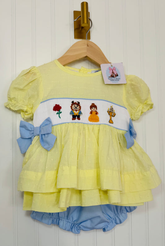 Beauty and Friends Smocked Girls Bloomer Set