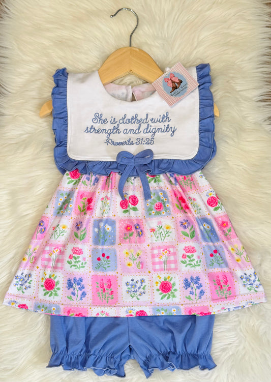 She Is Clothed With Strength & Dignity Bubble Shorts Set