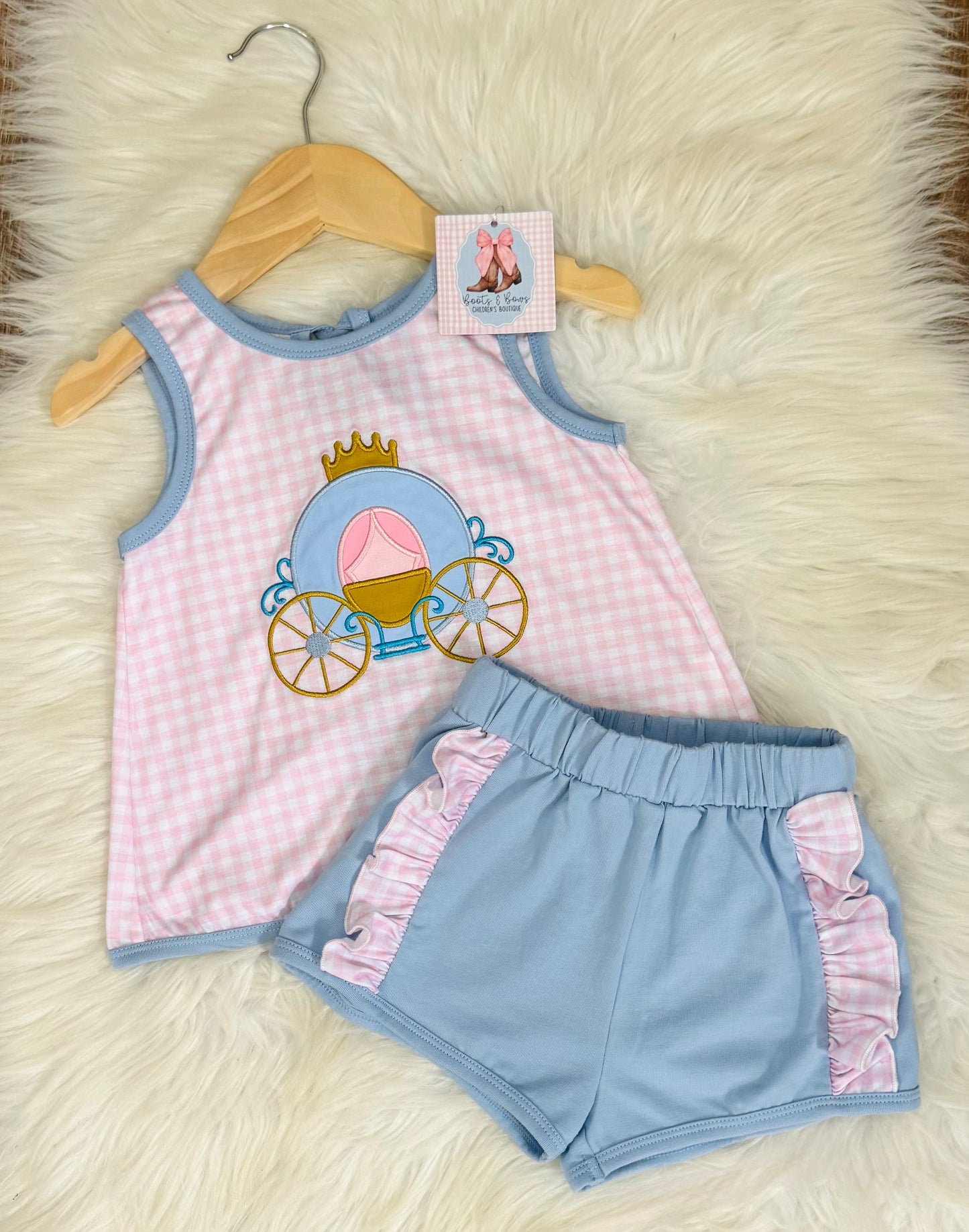 Enchanted Carriage Girls Bow Back Shorts Set